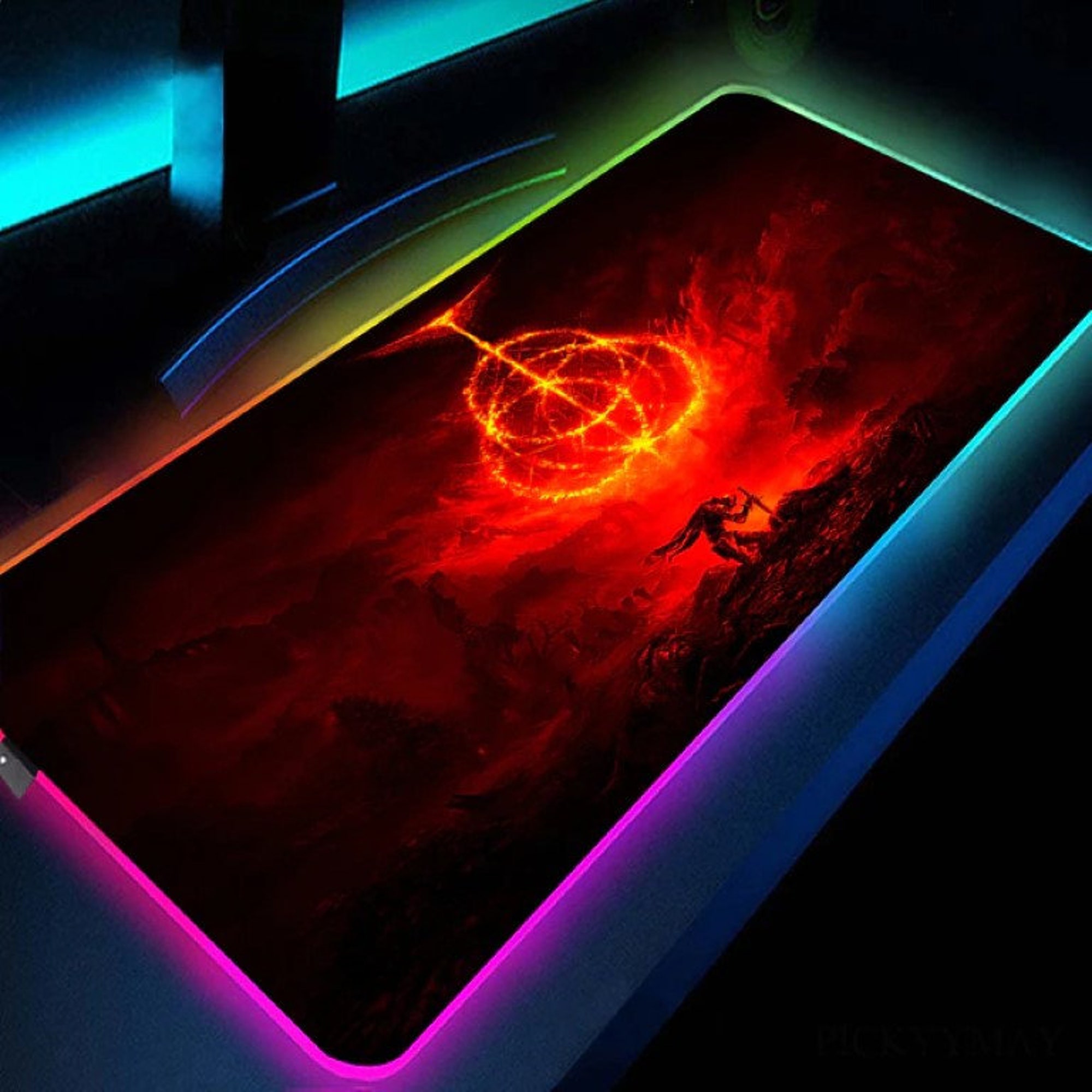 Elden Ring Gaming LED Mouse Pad RGB Backlight Computer Mouse
