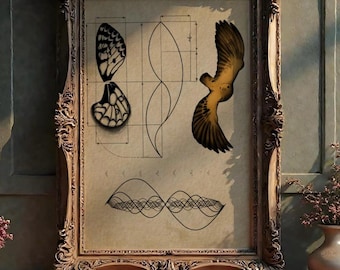 Wing Resonance Art Print – Sacred Geometry, Bird & Butterfly