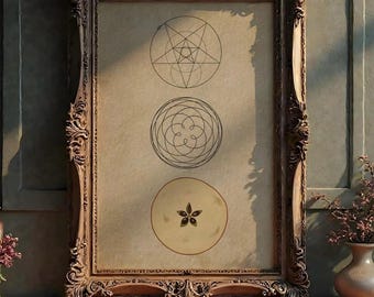 Apple Sacred Geometry Art Print – Seed of Life, Botanical Decor