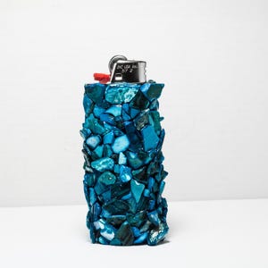 mother of pearl turquois BIC lighter case