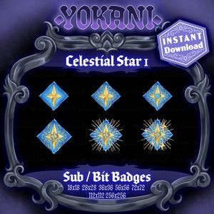 Celestial Star 1 Badges for Streamers: Twitch, Youtube, Discord, TikTok | Instant Download| Beautiful Cool Sub Badges, Bits, Icons