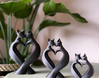 Romantic Cat Sculpture – Gift Couples – Minimalist Figurine