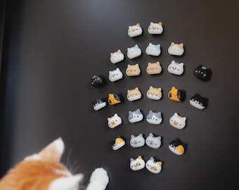 Fridge Magnet Cat Head Set (14 pieces) - Kawaii Decor