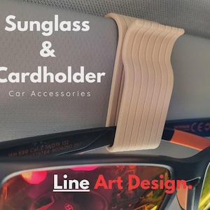 Zonnebrilhouder met clip voor zonneklep in de auto, 3D-geprinte brillen- en kaarthouder