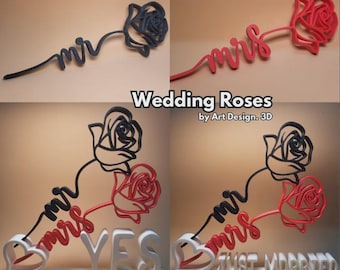 Wedding Rose Sign – “Mr & Mrs” Rose Decor – Romantic Table Centerpiece – Bridal Shower Gift – Just Married Decor