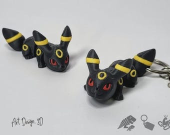 Black Fox Keychain – 3D Printed Kawaii Animal Bag Charm with Yellow Detail