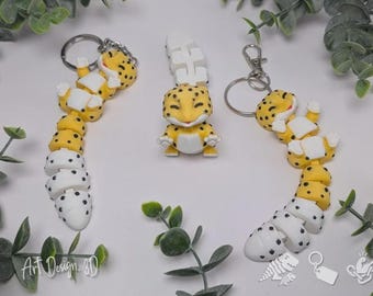 Leopard Gecko Keychain, Movable 3D Printed PLA Model with Metal Ring
