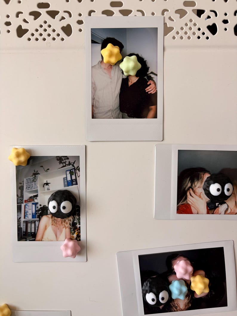Soot Sprite & Pastel Star Magnet — Studio Ghibli Inspired Fridge Holder image 5