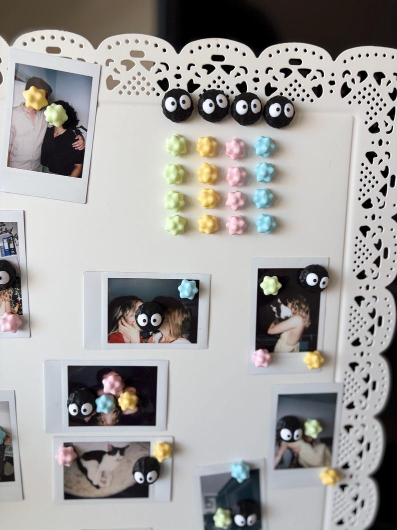 Soot Sprite & Pastel Star Magnet — Studio Ghibli Inspired Fridge Holder image 3