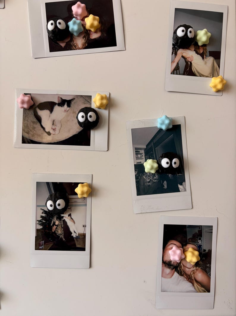 Soot Sprite & Pastel Star Magnet — Studio Ghibli Inspired Fridge Holder image 4
