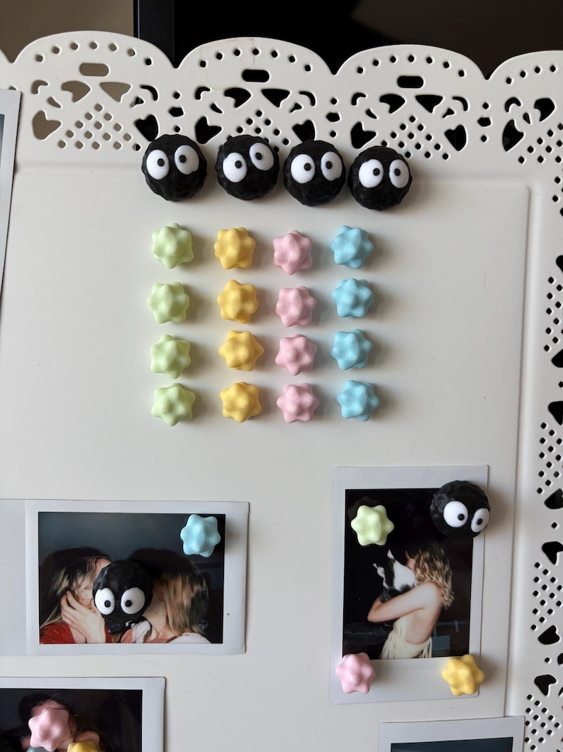 Soot Sprite & Pastel Star Magnet — Studio Ghibli Inspired Fridge Holder image 9
