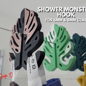 Gancho para toallas con forma de hoja de monstera para mampara de ducha, decoración tropical para el baño.