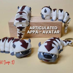 Portachiavi Avatar – Ciondolo snodabile Appa Bisonte Bianco per Antistress