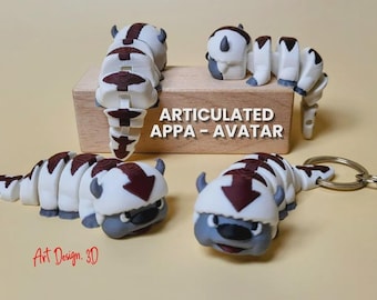 Avatar Keychain – Articulated Appa White Bison Charm for Fidgeting