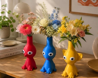 Pikmin Vase Set, Colorful 3D Printed Character for Home Decor