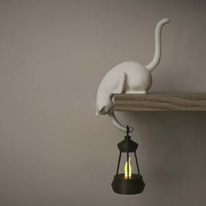 Cat Key Holder Shelf with Playful Kitten Design, 3D Printed Home Decor