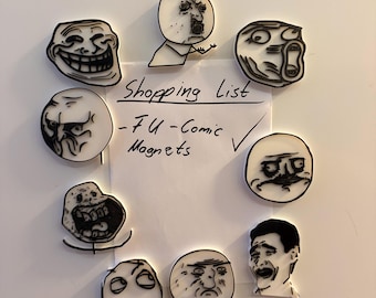 Meme Magnets 9-Piece Set, 3D Printed Rage Comic Fridge