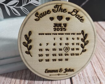 Wooden Wedding Invitation with Magnet - Rustic Save the Date Card for Your Big Day