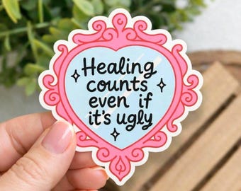 Mental Health Heart Vinyl Sticker: Glossy or Holographic Finish