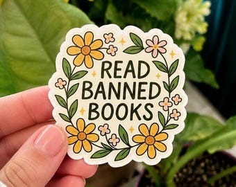 Read Banned Books Floral Sticker – Book Lover Gift