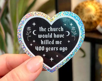 Holographic Witchcore Heart Sticker – Alt Feminist Vinyl Decal