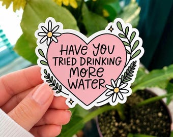 Floral Water Bottle Sticker: Hydration Reminder Decal