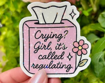 Crying? Girl, It’s Called Regulating – Pink Tissue Box Sticker