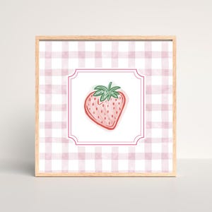 Art Print Strawberry, Kitchen Wall Art, Digital Downloadable Wall Art, Fruit Art Print, Instant Download Fruit Wall Art, Strawberry Wall Art