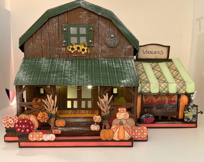 3D Lighted Paper Structure: Fall Market Farmer's Market Apples Pumpkins