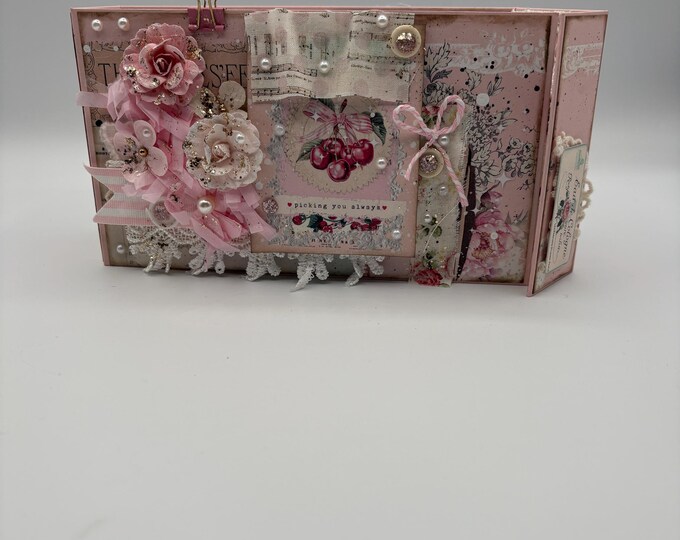 Photo Album/Junk Journal: Shabby Chic Hearts Love Cherries Spring