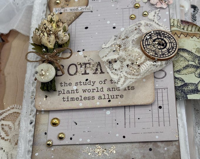 Junk Journal Botanical Shabby Chic Vintage Neutral
