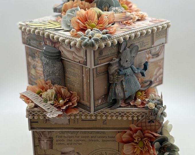 Home/Party Decor Centerpiece Large Square Boxes Cake Shaped Home Baker Mouse Kitchen Shabby Chic