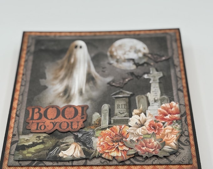 Photo Album/Junk Journal: Ghostly Halloween Graveyard Spooky Black Orange