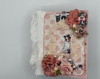 Photo Album/Junk Journal: Paris Photography Pink Lace Shabby Chic