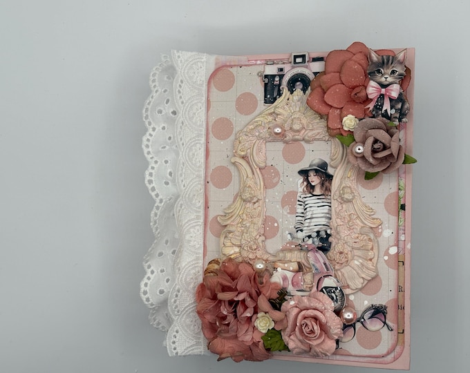 Photo Album/Junk Journal: Paris Photography Pink Lace Shabby Chic