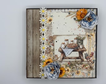 Photo Album/Junk Journal: Farmhouse Kitchen Country Farm Animals Pink Yellow Green and Blue