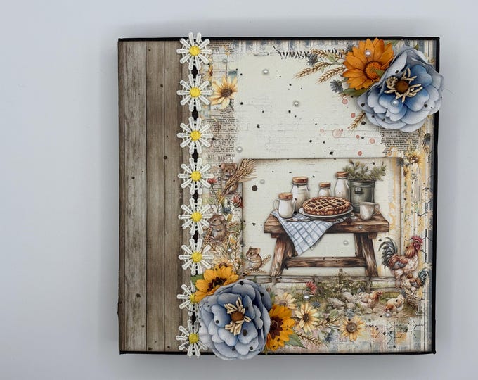 Photo Album/Junk Journal: Farmhouse Kitchen Country Farm Animals Pink Yellow Green and Blue