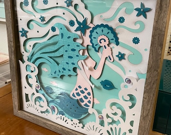 Mermaid Paper Sculpture Wall Decor