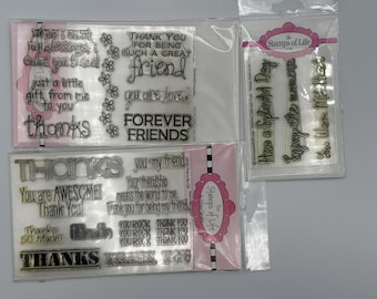 Clear Polymer Stamps: Stamps of Life Words and Sayings 14 different sets