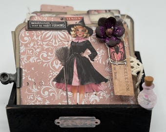 Photo Rolodex/Junk Journal: Sweet Halloween Shabby Chic Glitter Potion