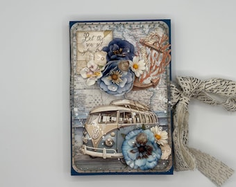 Photo Album/Junk Journal: Seaside Ocean Travel Bus Van