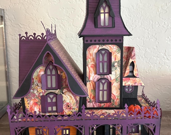 Lighted Paper House: Haunted Halloween Fall Autumn Vibes