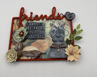 Wall Decor: Pets Dog Family Welcome Retro Design Teal Gray Dog