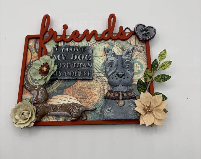 Wall Decor: Pets Dog Family Welcome Retro Design Teal Gray Dog