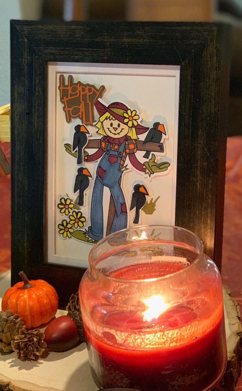 Happy Fall Scarecrow Picture Framed 5 X 7 Etsy