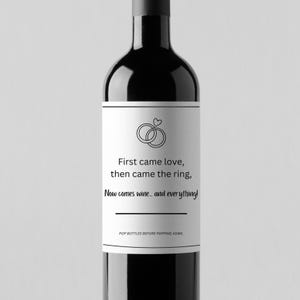 TÉLÉCHARGEMENT NUMÉRIQUE étiquette de vin amusante - cadeau de fiançailles, autocollant humoristique de vin pour les nouveaux fiancés ou la future mariée