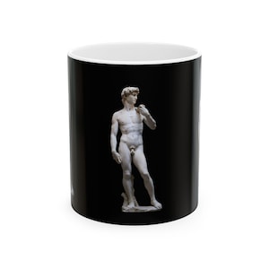 Michelangelo&#39;s Davis Ceramic Mug - Artistic Coffee Cup for Art Lovers, Unique Tea Mug, Artist Gift, Classic Sculpture Drinkware, Home Decor