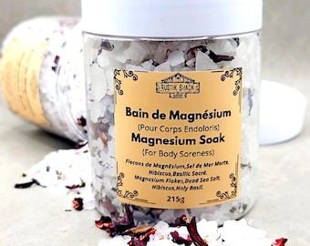 Magnesiumflocken & Totes-Meer-Salz | Entspannendes Hibiskus-Mineralbad | Geschenk zur Muskelregeneration | Unisex-Badesalz | Stressabbau