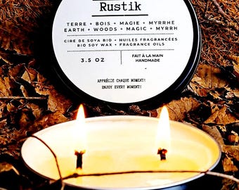 Rustik Sojakerze Myrrhe & Erde/Holzmagie Duftkerze für Ihn/Erdend und Beruhigend