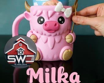 Milka Eis am Stiel Pinthalter die Highland Kuh mit Schlitzen für Löffel | Umweltfreundlicher 3D-Druck + gratis Geschenk
